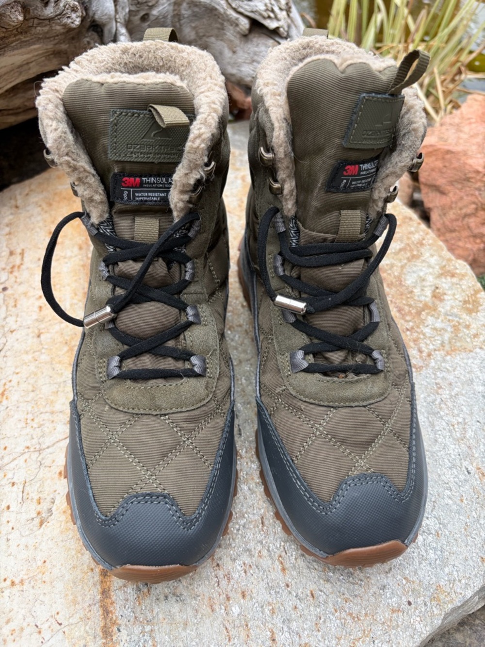 Ozark Trail Womens 8 Insulated Winter Snow Boots Brown Lace Up Hiking - Picture 3 of 8